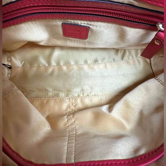 MILLY Leather Chainstrap Shoulder Bag Purse Salmon Red Pink Gold Hardware - Picture 9 of 11